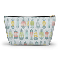 Stamped Leaves Accessory Pouch w T-bottom in Aqua